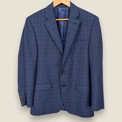 Blazer Lauren Ralph Lauren Sport Coat Masculino 38R Xadrez Azul 2 Btn Poliéster Rayon - Imagem 1 de 4