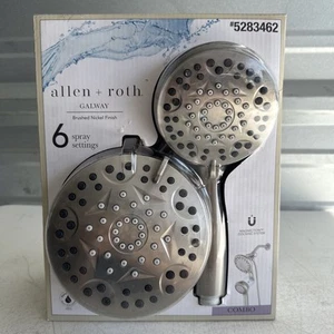 Cabezal de ducha portátil de níquel cepillado Allen + Roth Galway #5283462 devolución en tienda - Imagen 1 de 5
