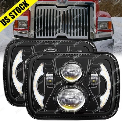 Par de faros LED HI-LO 5X7" 7x6 pulgadas para Western Star 4700SF 2012-2023 Foto 1 de 4