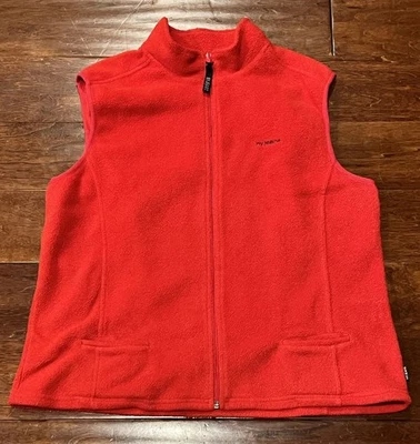 Chaleco sin mangas NY Jeans rojo negro bordado con logotipo para mujer XL 2 bolsillos polar Foto 1 de 4