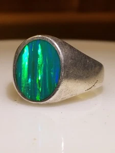 11.5g Mexican Opal Ring Silver 925 Mexico Jewelry Vintage Size 10.5 Opal Sheer - Picture 1 of 5