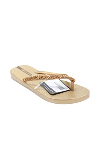 Sandalias Ipanema Mujer Metálicas Guijarro Brillo Goma Correa en T Tono Dorado Talla 8 - Imagen 1 de 5