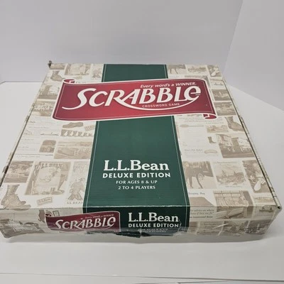 L L Bean Scrabble Deluxe Edition Rotating Board Box Wood 2011 Score Card Spin - Image 1 of 4