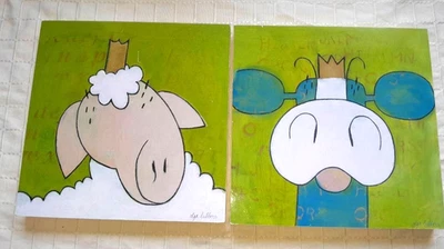 Bild Kinderbild Designer Malerei Olga Lubbers Schaf Kuh Sheep Cow Krone surreal - Bild 1 von 4