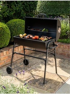 BBQ Charcoal Grill 75cm Uniflame Stove Patio Offset Smoker Wheels Summer BBQ UK - Picture 1 of 7