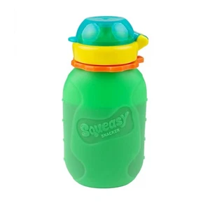 Green 6 oz Squeasy Snacker Spill Proof Silicone Reusable Food Pouch - for Both - Picture 1 of 10