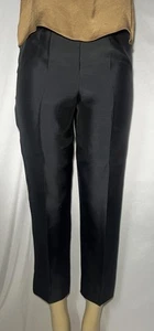Talbots Pants Womens 8 Black Pure Silk Petite Cropped Satin Dressy Side Zip - Picture 1 of 13