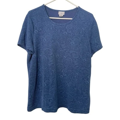 Женская блузка Jaclyn Smith XL с коротким рукавом пейсли текстурированный топ деловой повседневный - Изображение 1 из 4