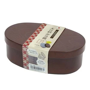 Tanaka Chopsticks Wood Grain Pattern Bento Box Wappa Design (Oval Type) - Picture 1 of 3
