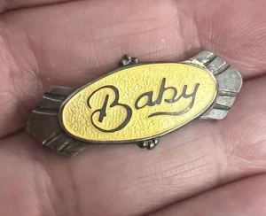 … Broche bebé antiguo Art Deco esmalte plata de ley - Imagen 1 de 8