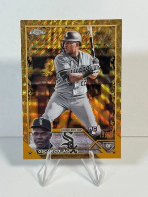 2023 Topps Chrome Gilded Oscar Colas Rookie RC Wave #'d  /75 #55 - Image 1 of 2