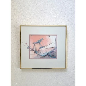 Pintura Acuarela Abstracta Original Mary Endico 16x15 Marco Dorado Firmado - Imagen 1 de 10