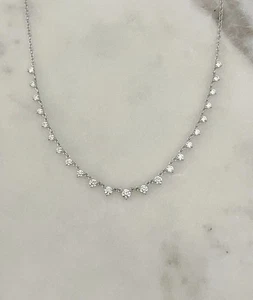 Festive Offer! Women's Gift Natural Diamond Chain Necklace 14k White Gold - Picture 1 of 12