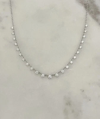 Festive Offer! Women's Gift Natural Diamond Chain Necklace 14k White Gold - Image 1 of 4