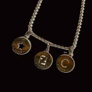 FENDI Necklace Pendant AUTH Mark chain Vintage GP Gold FF Logo Coin Ken Medal - Picture 1 of 5