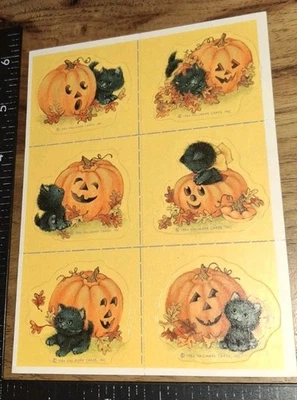 老式贴纸 Hallmark 万圣节黑色猫 Jol Stick R Treats 1 张  — 第 1/4 张图片