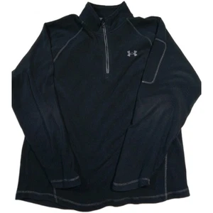 Under Armour 1/4 Zip Pullover Fleece Mens L Black Logo - Picture 1 of 8