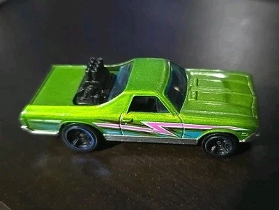 Mattel '88 El Camino Lime Green Neon Stripes Blueline 1999 TMGM - Image 1 of 4