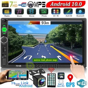 7" Android 10 Radio Estereo De Pantalla Para Coche Carro Doble Din Bluetooth GPS - Picture 1 of 23
