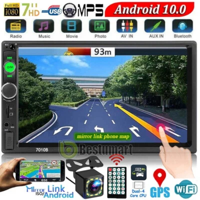 7" Android 10 Radio Estereo De Pantalla Para Coche Carro Doble Din Bluetooth GPS - Image 1 of 4