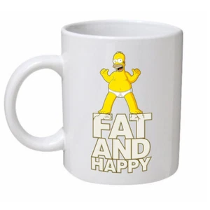 Divertida Taza de Café Grasa y Feliz Los Simpson Ideal Humoroso Regalo de Cumpleaños - Imagen 1 de 2