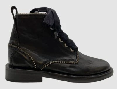 Zadig & Voltaire Women's Black Stud Piping Leather Ankle Boots Shoes Size 37 - Image 1 of 4