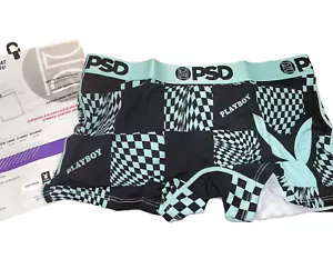 $$$PSD WOMENS (MEDIUM) BOYSHORT PLAYBOY WARP CHCK TEAL MUW1911654 - Picture 1 of 6