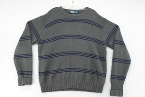 Vintage Polo Ralph Lauren Striped Sweater Men's Large Gray Y2K Outdoors Retro - Picture 1 of 8