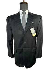 RALPH LAUREN Hombres Negro Rayas Lana Traje Abrigo Deportivo Blazer Chaqueta 41R - Imagen 1 de 9