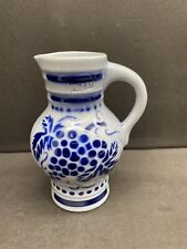 Vintage Salt Glaze Stoneware Creamer /vase Cobalt Blue and White German 5 1/2