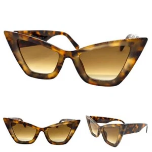 OVERSIZE Exaggerated Classy Elegant Retro Cat Eye Style SUNGLASSES Leopard Frame - Picture 1 of 6