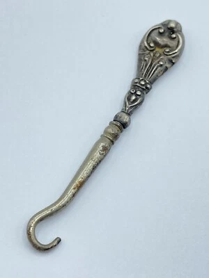 Antique Victorian Silver Hallmarked Sewing Button Hook (J915) - Image 1 of 4