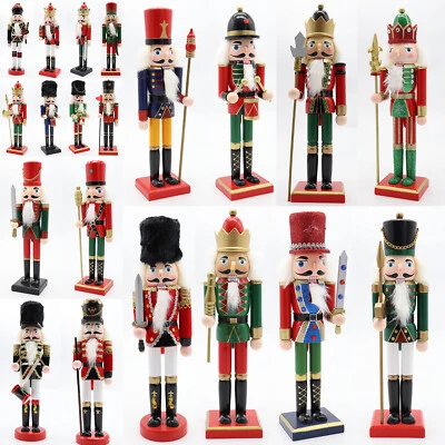 30cm 12" Christmas Wooden Nutcracker Soldier Puppet Guard Statue Xmas Ornament - Image 1 of 2