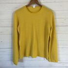 J. Crew Womens Long Sleeve 100% Cashmere Sweater Sz Large Yellow Stripe Pullover