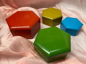 Set of 4 Retro Nest Of Octogan Storage Boxes MCM - Picture 1 of 5