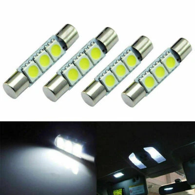 4PCS HID White 3-SMD 31mm 6641 Fuse LED Bulbs Vanity Mirror Light Sun Visor Lamp - Imagem 1 de 4