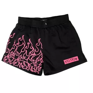 Kill Crew Muay Thai Flame MMA Shorts Black Pink Womans M (No Drawstring) - Picture 1 of 10