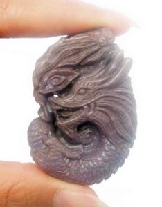 Natural Purple Jadeite 3D Dragaon Carving Cameo 4 Jewelry Collectible: Handmade - Picture 1 of 4