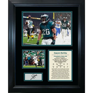 Framed Saquon Barkley 2024 NFL Offensive POY Facsimile Auto 11x14 Photo Collage - Picture 1 of 1