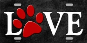 LOVE DOG PAW PRINT METAL NOVELTY LICENSE PLATE TAG - Picture 1 of 1