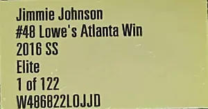 JIMMIE JOHNSON 2016 #48 LOWE'S ATLANTA RACED WIN ELITE - Picture 1 of 22