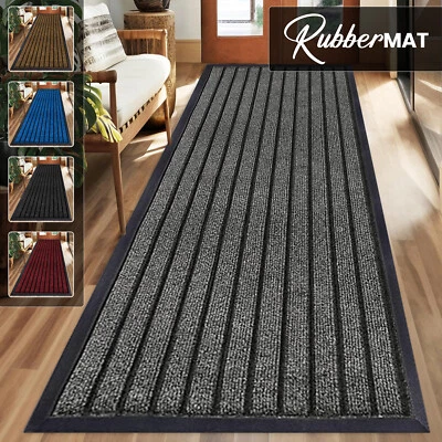 Heavy Duty Rubber Barrier Mat Non Slip Hall Hallway Kitchen Runner Rug Door Mats - Image 1 of 4