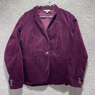 Old Navy Blazer XL Purple Velour 1-Button Single Vent Soft Stretch Jacket Coat - Image 1 of 4