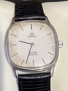 Vintage OMEGA De Ville Cal.1330 Quartz White Dial Square Mens Watch - Picture 1 of 9