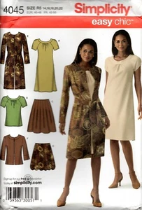 Simplicity Patrón de Costura 4045 Falda Sesgo Vestido Top Abrigo Sin Forrar Chaqueta Talla 14-22 - Imagen 1 de 2