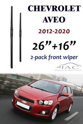 For Chevrolet Aveo 2012-2020 26"+16" Front Windshield Wiper Blade 2 Pack - Image 1 of 2