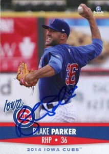 2014 Iowa Cubs BLAKE PARKER Signed Card autograph AUTO RC
