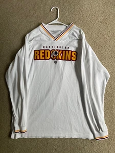 Vintage Washington Redskins V Neck Long Slv Shirt Embroidered White NFL 2xL NWOT - Picture 1 of 9