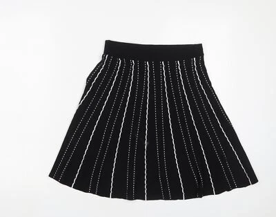 Oasis Womens Black Geometric Viscose A-Line Skirt Size S - Image 1 of 4