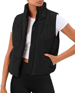 Blansdi Puffer Vest Women Sleeveless Winter Cropped Outerwear Warm Jacket LARGE - Picture 1 of 7